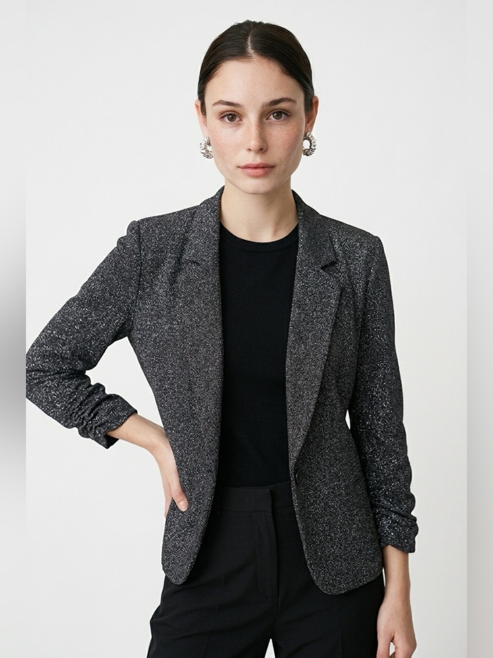 shimmery stretch Lurex blazer